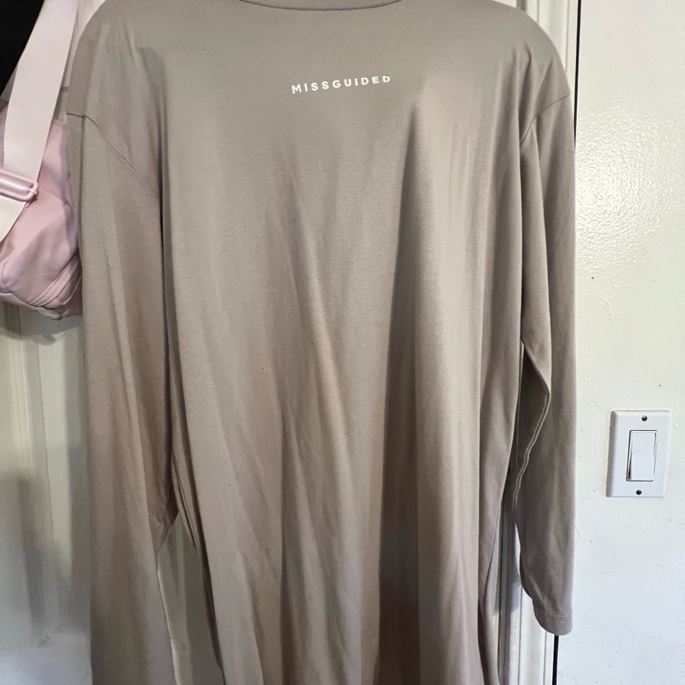 Missguided Tan Long Sleeve Tee Soft Casual Oversized